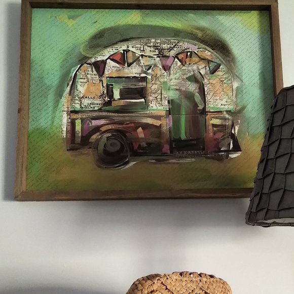 Camper Modern Print Cherry Framed Map Globe Kirkland's Home - Picture 5 of 7